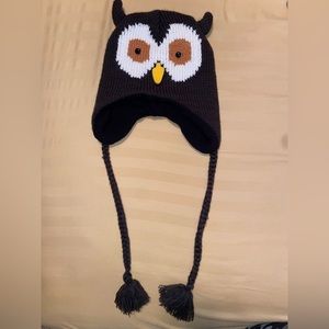 D&Y knit owl fleece lined hat